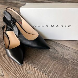 Alex Marie sling back blk pumps. Soft leather. Size 7.5 Comfortable.New w/box